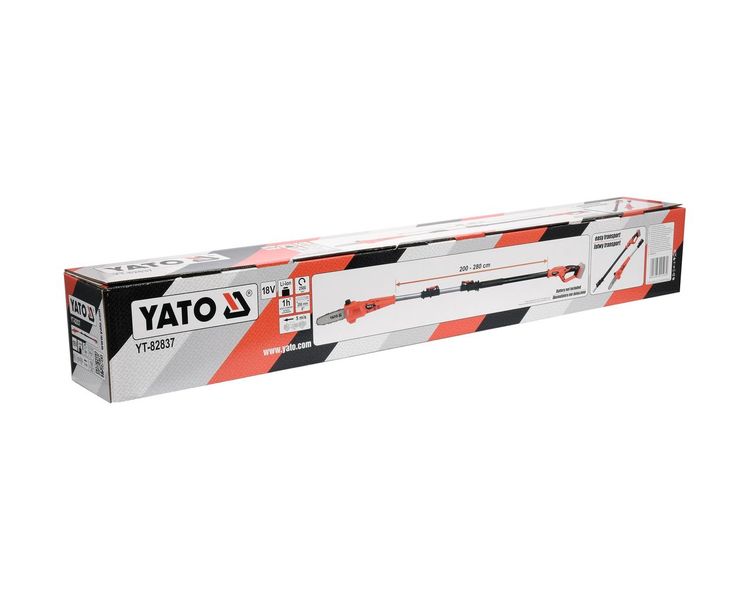 Пила ланцюгова акумуляторна YATO YT-82837 на штанзі 2-2.8 м, шина 20 см, БЕЗ АКБ фото
