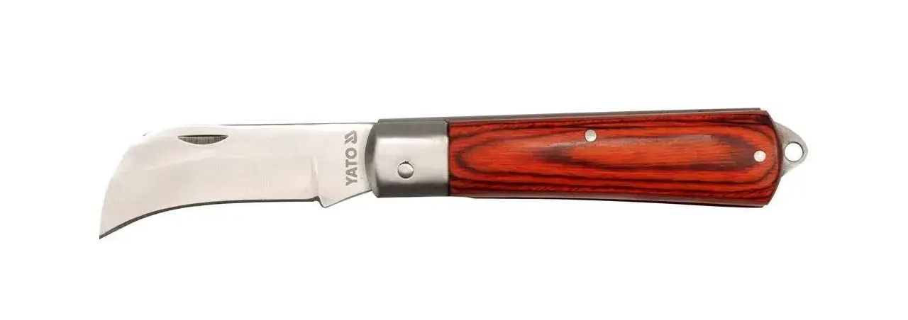 Нож электричество с изогнутым лезвием складной YATO YT-7601, лезвие 75 мм, 190 мм фото